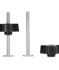 Heavy Duty T Track Hold Down Clamps Secure Wooden Boards Dead Tight With Double Cut Profile And Rubber Pads No Sweat Quick Mount Rock Solid Holding Power For Milling Routing Jobs, close-up view of toggle clamps with metal screws.