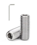 Set Screws 1/4-20 Inch, 304 Stainless Steel 18-8 Cup Point, Internal Hex Drive Allen Screws, 50 Pack, with included hex key wrench