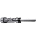 Top Rated Double Bearing Spiral Flush Trim Router Bit For Woodworking Projects With Dual Up Down Cut Design, shown at an angle.