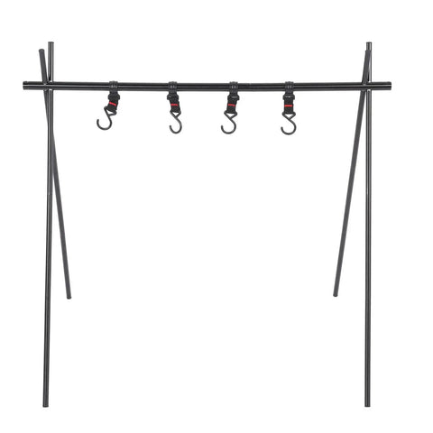 Ultra Portable Triangular Outdoor Storage Rack for Camping and Picnics, lightweight cookware hanger, polyester plastic steel aluminum