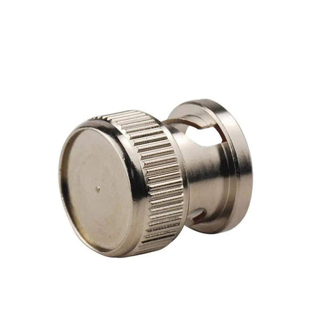 Shorting Copper Dust Cap For BNC Female Connectors Pack, side view of a metallic protective cover for SDI gear, 10 pack.