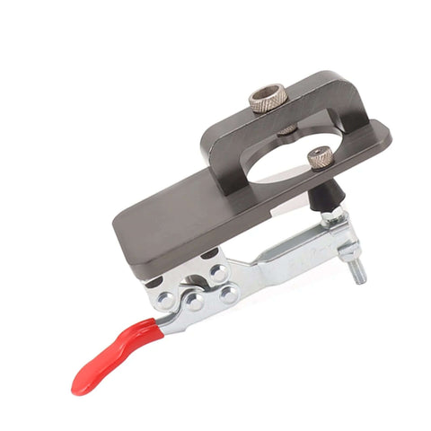 35mm hinge boring jig kit with aluminum alloy body and red-handled clamp for woodworking
