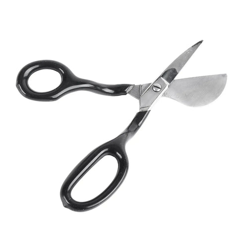 Duckbill Napping Shear 7 Inch For Carpet Pile And Applique Pro Grade Ergonomic Grip Scissors in black, angled view