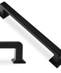 10 Pack Matte Black 5 Inch 128mm Cabinet Handles Zinc Alloy Drawer Pulls, solid heavy duty kitchen hardware with smooth edges.