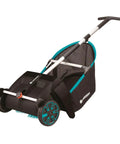 Durable Lawn Sweeper For Leaves And Grass Clippings, black mesh hopper, upright push design, big capacity, no fuss maneuvering