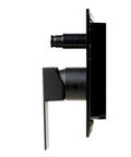 HomeStock Black Matte Shower Faucet System with Pressure Balance Valve and Single Lever Handle side view showing handle and installation.