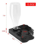 No Sweat Automatic Reptile Water Dispenser Featuring 13.5 Oz Gravity Auto Top Off, black plastic design with measurements.