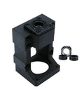 Black motor mount bracket with end support for 25mm or 32mm ballscrew, Normal and Angular Contact Bearing Motor Mount Bracket End Support For Engraver With 25mm Or 32mm Ballscrew System 3205 BK20 BK25 Built For Heavy Duty Pro Grade Performance HM20 86 Color, screws visible.