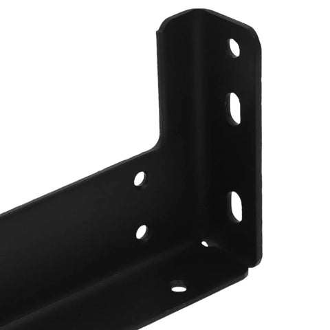 Close-up of heavy duty floating shelf bracket, wall mounted invisible iron support, black, set of 2 for 3cm panels.