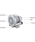 Regenerative Blower Workhorse For Air Blowing And Suction, 3 Phase 2 HP (1.5 kW) 380V Quiet Industrial Vacuum Pump Delivers 124 CFM