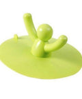 Shape Floor Drain Plug, Shower Bathtub Drain Covers, Green with a small person design, 9.50cm diameter, suitable for drain holes.