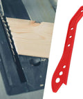 Table Saw Push Stick Safety Block for Woodworking Pros and DIYers next to a table saw with a wooden piece.