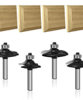 Dope 1/4 Inch Shank Router Bit Set For Door And Drawer Front Edging, 4 Piece Woodworking Milling Tools with displayed bits