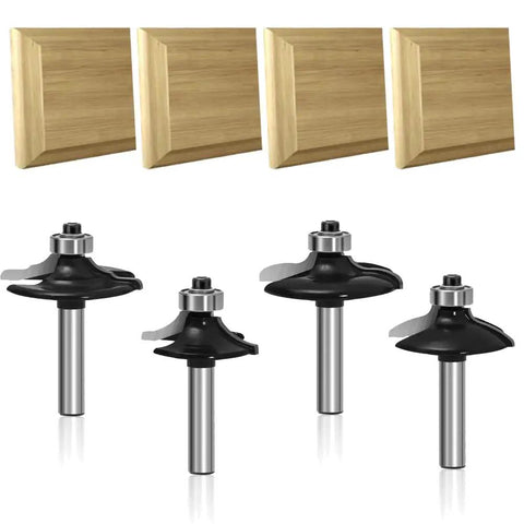 Dope 1/4 Inch Shank Router Bit Set For Door And Drawer Front Edging, 4 Piece Woodworking Milling Tools, bits and wood edges