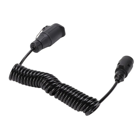 Coiled Trailer Plug Adapter 7 Pin To 13 Pin Socket 9.84 Foot RV Extension Cable For Trailers Campers And Vans With Stable Power Transmission And Easy Hookups black coiled ends