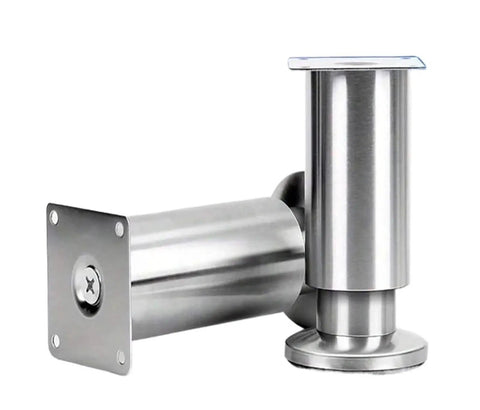 Adjustable Metal Furniture Leg Set of 4 for Sofa Couch Cabinet Replacement Steel Feet, close-up of stainless steel construction
