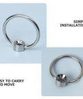 Solid Metal Pull Ring Handles 12-Piece Set, screwless drop ring pulls, vintage silver finish, for cutting boards and cabinet doors.