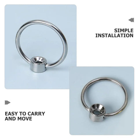 Solid Metal Pull Ring Handles 12-Piece Set, screwless drop ring pulls, vintage silver finish, for cutting boards and cabinet doors.