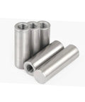 Heavy Duty 304 Stainless Steel Internal Thread Dowel Pins With Smooth Finish For Precision Alignment, Easy Install, And Long lasting Durability In M3 M4 M5 Sizes. Four smooth silver pins.