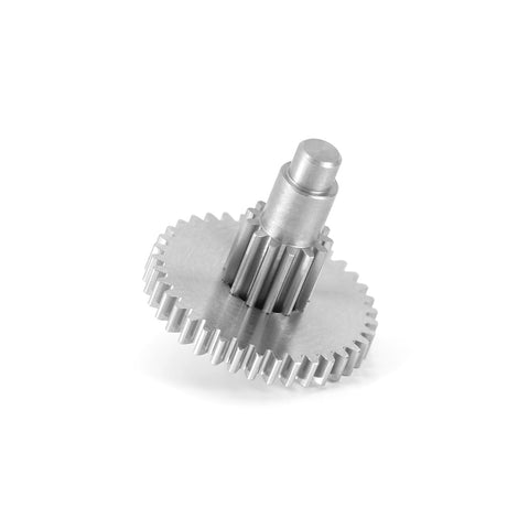 Stainless Steel 24.4 to 1 Transmission Gear Pinion Set for TRX4M Upgrade showing CNC machined gear design
