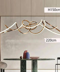 Sleek Modern Pendant Lamp Led Ceiling Hanging Light For Dining Room, Adjustable Drop Cord Setup, Chic Indoor Fixture That Brings A Clean Vibe To Your Everyday Home Space And Looks Amazing, with a unique wave design.