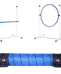 Backyard Dog Agility Set 3 Piece Essential Agility Equipment For Canine Training With A 10 Foot Tunnel Adjustable Tire Jump 24 Inch