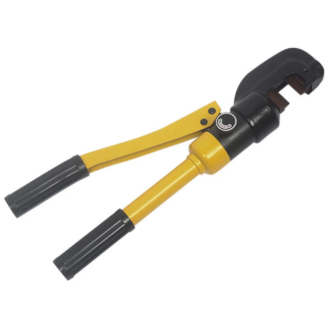 Heavy Duty Hydraulic Rebar Cutter Pliers Handheld Steel Bar Trimmer Tool With Case Cuts 5/8 Inch showing yellow and black design.