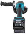 Badass Cordless Angle Grinder Kit Including Dual 40V Max Batteries And Smart Charger For Swift 125mm Metal Cutting Hella Lightweight Yet Serious Powerhouse Tool top view of angle grinder with battery and handle.