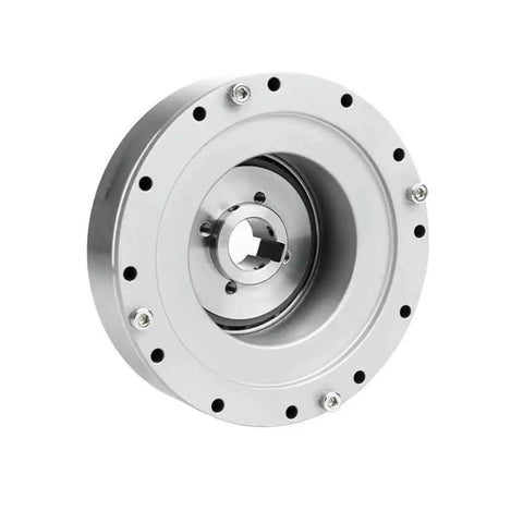 Front view of an efficient strain wave gear reducer for automation and stepper motors from Harmonic Drive SHF 20 III.