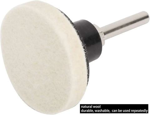 30 Pieces Two Inch Pro Grade Compressed Wool Disc Polishing Buffing Pads And Wheels Kit with 1/4 inch Shank, side view