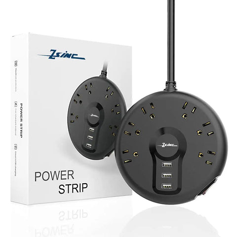 Power Strip With Six Outlets And Three USB Ports, Six And A Half Foot Long Flat Plug Cord, Surge Protector With Overload Protection
