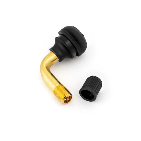 2 Pack Angled Valve Stems 90 Degree Brass Valve With Snap In Rubber Base For Tubeless Tire Rims On Motorcycle Scooter ATV 10.3mm Diameter