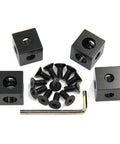 Set Of 4 Black Cube Corner Brackets For 6mm Slot Aluminum Extrusion 2020 Series, 20x20x20mm, screws and hex key included