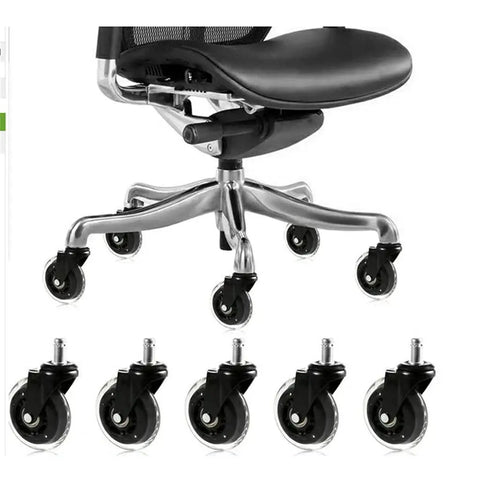 Heavy Duty Office Chair Caster Wheels 3 Inch Swivel Rubber Casters Smooth Rollin Replacement Rollers on chair base with replacement wheels