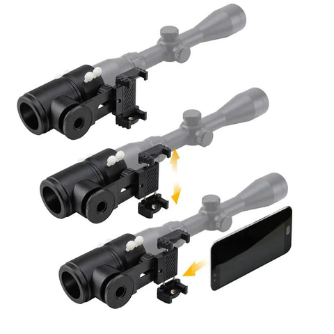 Rifle Scope Mount Camera Adapter For Smartphones For Hunting And Birding With Dual Viewing Angles And 90 Degree Observation