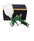 Nail That Sweet Factory Finish With This Top Shelf Air Powered Paint Spray Gun featuring a green body and white paint cup.