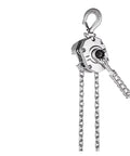 One Ton Aluminum Lever Hoist With Portable Chain Lifting Tackle Made For Light Job Site Work Featuring Rugged Alloy Build And Easy Grip Handles.