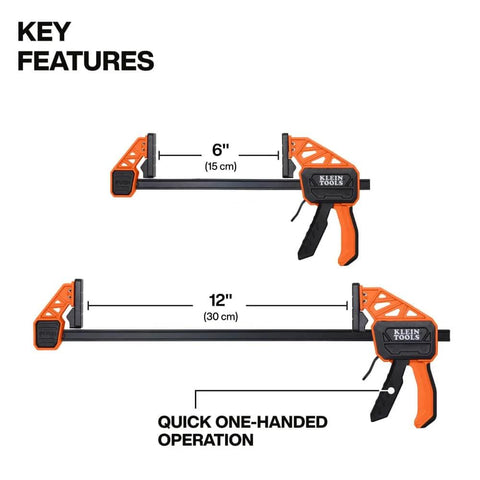 Speed Klamp Bar Clamp Set 6 Inch And 12 Inch 4 Pack With 150 Pound Clamping Force One Handed Operation For Woodworking