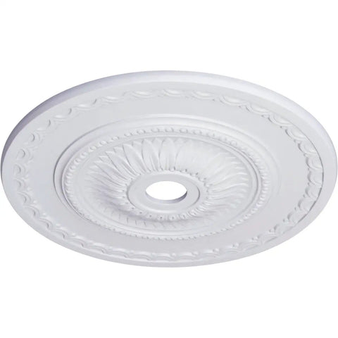 Sunflower Ceiling Medallion 29 1/2 in Outer Diameter, 3 5/8 in Inner Opening, white decorative design for ceiling accents