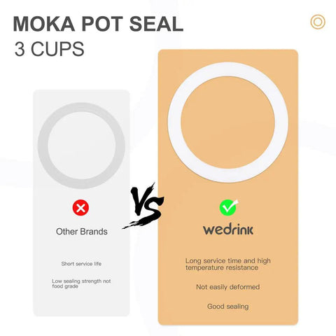 Comparison of Six Pack Food Grade Silicone Gasket Rings Replacement For Aluminum Stovetop Coffee Makers And Moka Pots Three Cup Size