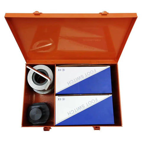 Heavy Hitter 110V Electric Rebar Bender Machine 3000W 4 HP Steel Rod Folder parts, includes steel pieces and foot switches.