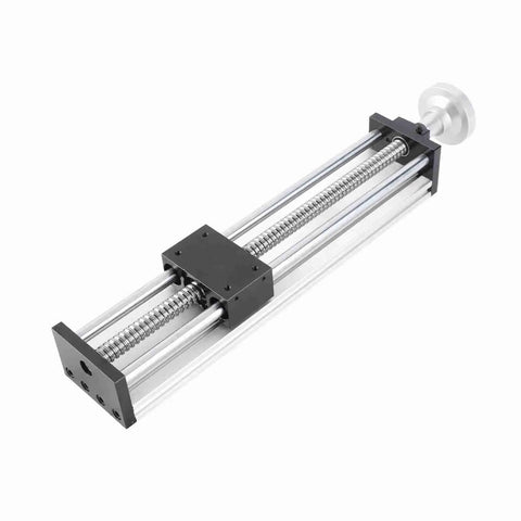 Precision Linear Rail Guide Carriage With 300mm Stroke Manual Handwheel Adjuster For CNC Router Table Woodworking Bench Heavy Duty Aluminum Build Delivers Smooth Ride Shop Ready Hardware Mounting Consistent Accuracy Every Time
