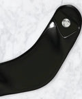 Close-up of a single black handle from Two Pack Replacement Handles For AMC Cookware Classic Pots with screw visible.