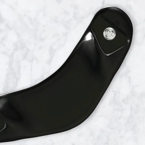 Close-up of a single black handle from Two Pack Replacement Handles For AMC Cookware Classic Pots with screw visible.