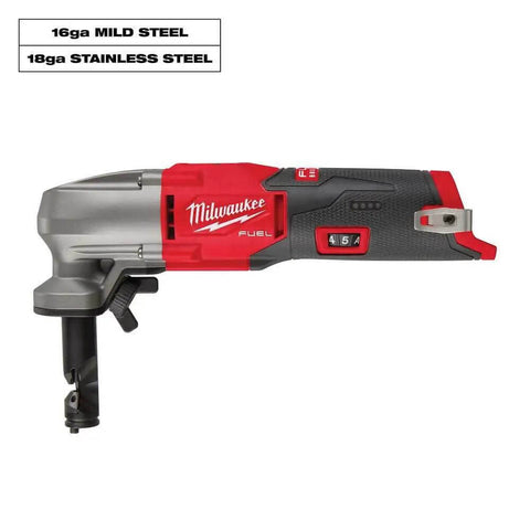 M12 Fuel 16 Gauge Variable Speed Nibbler for fast clean cuts in mild steel, stainless, and aluminum, cordless ergonomic pro tool