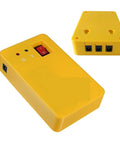 Portable Solar Camping Lantern And Phone Charger Generator System For Outdoor Emergency Backups Yard Patio And Tailgate Parties yellow device with switches and USB ports