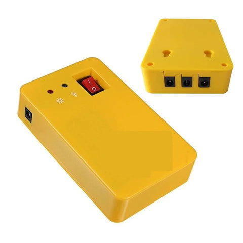 Portable Solar Camping Lantern And Phone Charger Generator System For Outdoor Emergency Backups Yard Patio And Tailgate Parties yellow device with switches and USB ports