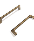 Brushed Brass Cabinet Pulls Set With 12.6 Inch Center To Center Sleek Modern Zinc Alloy Handles, two handles on white background.