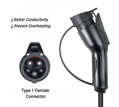 Premium Type 2 To Type 1 EV Charging Cable 5 Meter Heavy Duty Electric Vehicle Extension Cord connector with Type 1 female head.