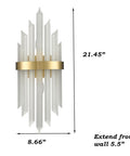 Modern Crystal Glass Wall Sconce Set Of 2 Gold Finish Bath Vanity Lights With Crystal Shade And Back Plate Wall Mount Luminaries